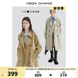 宽松显瘦英伦风外套 VEGA CHANG卡其色风衣女中长款 2025年秋季 新款