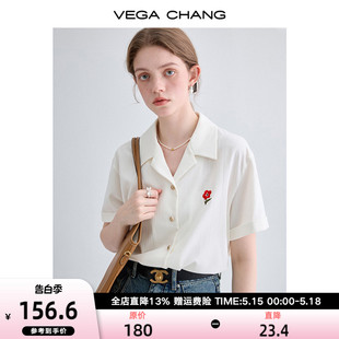 CHANG衬衫 女2024年夏季 新款 VEGA 经典 竖条肌理少女感绣花小衫