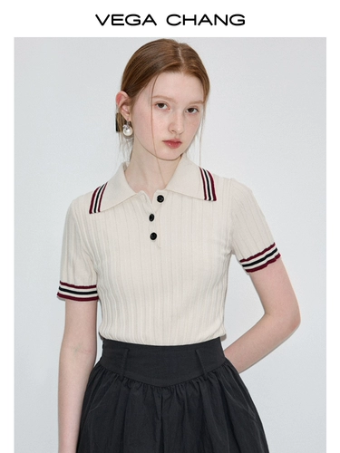 Летняя ретро трикотажная футболка с коротким рукавом, 2024 года, воротник поло