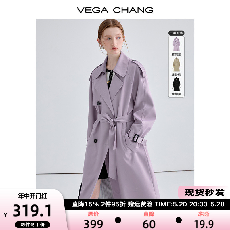 VEGA CHANG风衣女中长款2024春秋新款小个子高级感英伦风休闲外套 女装/女士精品 风衣 原图主图