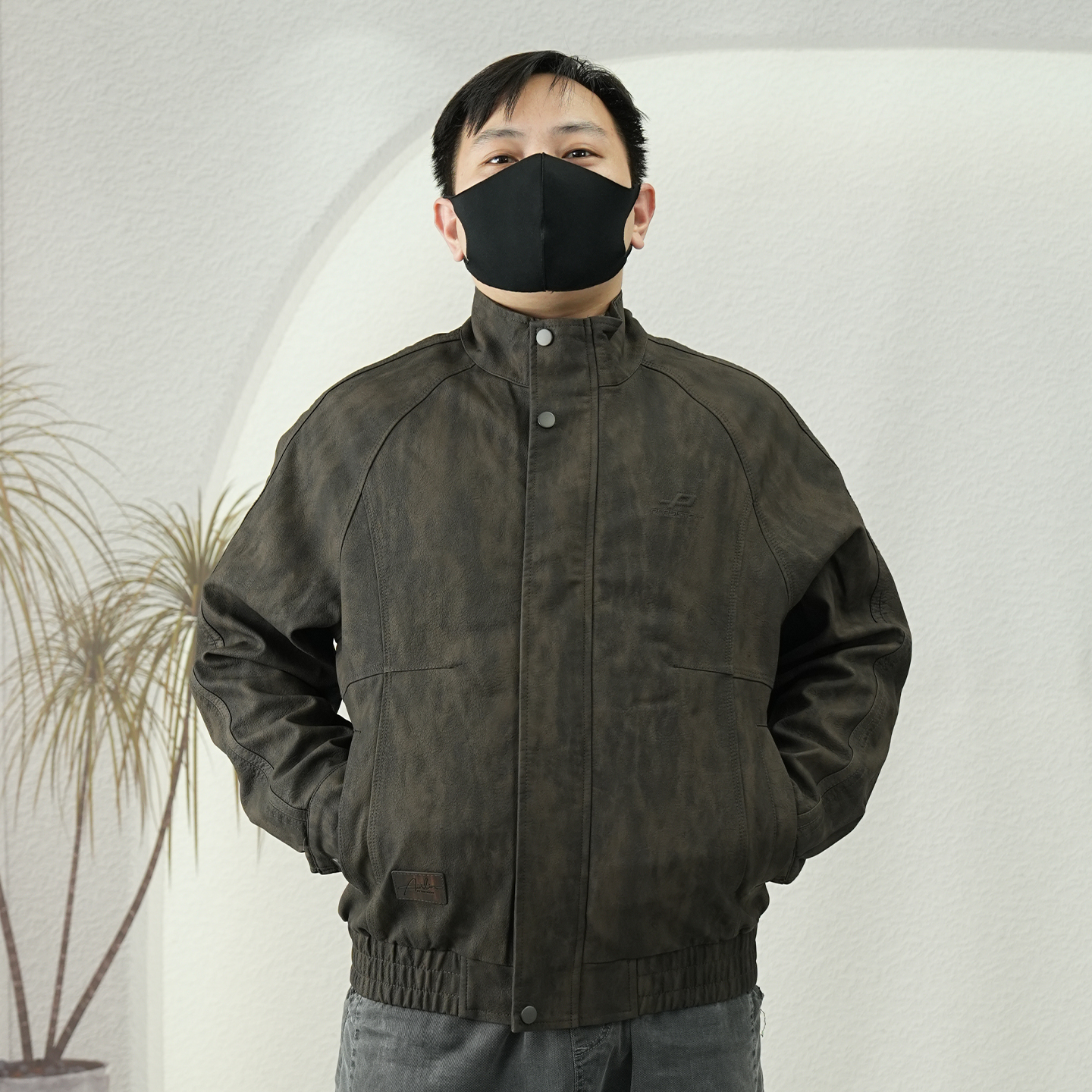 加厚美式复古立领皮衣外套男