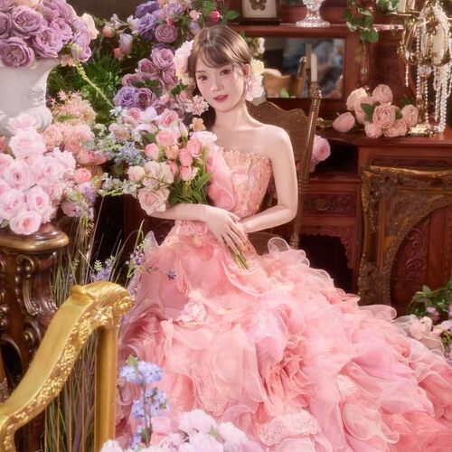 【春春Spring】复古靛蓝花藤印花百褶半身裙BQ2600