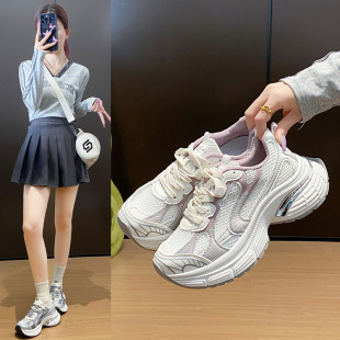 新款 女2025夏季 ins韩版 老爹鞋 厚底D102 学生运动跑步鞋 休闲鞋