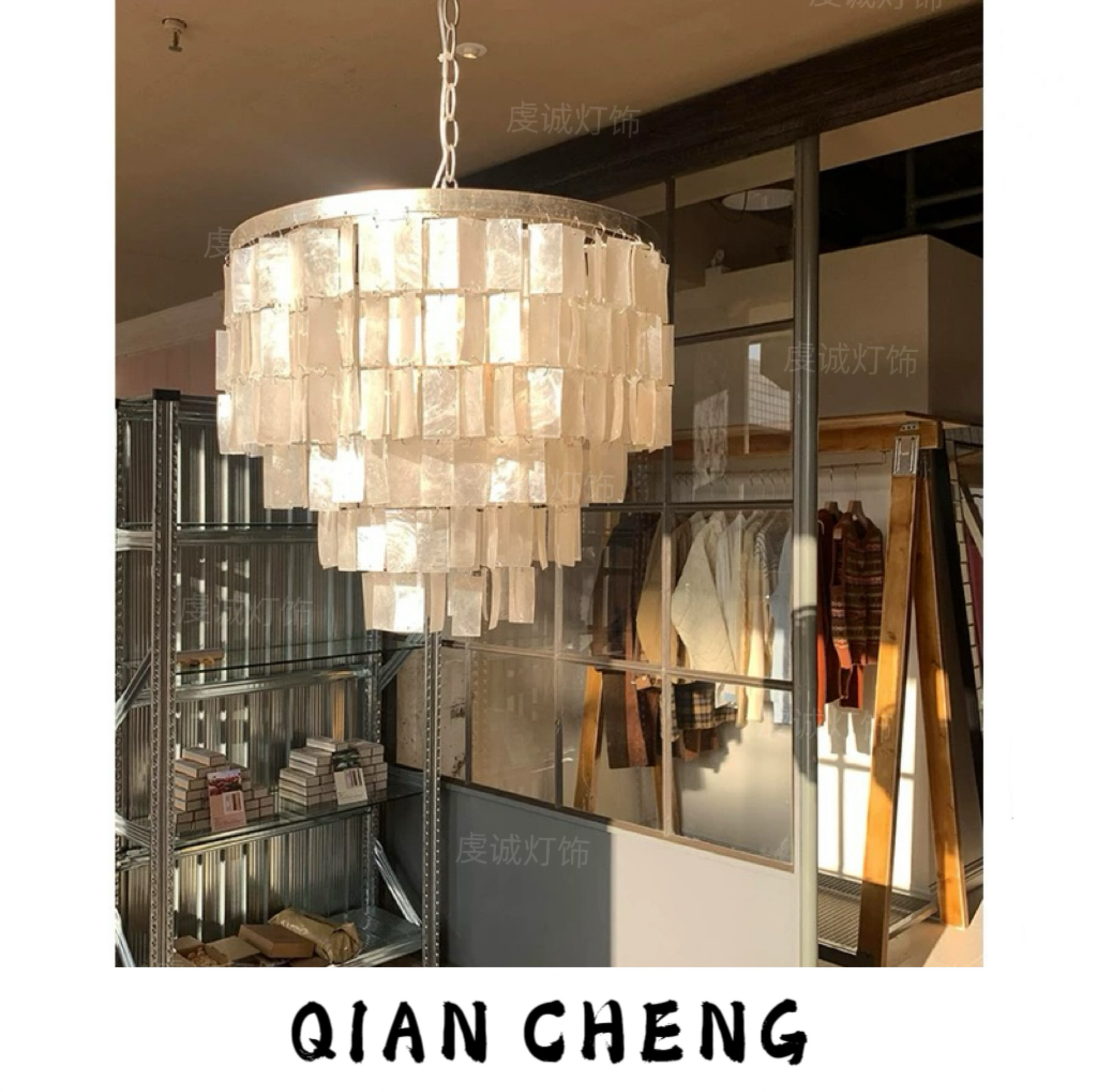 卧室美式复古餐厅壁灯客厅设计师样板间贝壳吊灯创意书房灯具