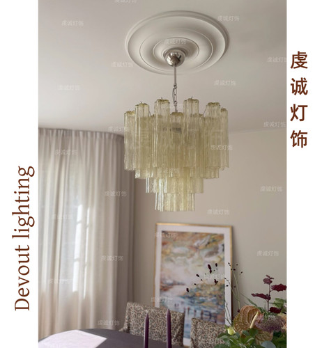 法式Tronchi Murano中古吊灯设计师款复古卧室灯创意书房玻璃吊灯