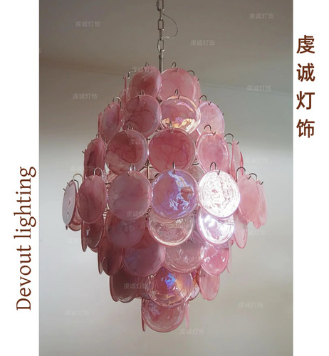 穆拉诺新款手工红色玻璃吊灯法式中古风客厅室意大利餐厅楼梯吊灯