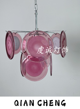 法式Murano穆拉诺中古风吊灯岛台吧台餐厅过道紫色红色玻璃吊灯