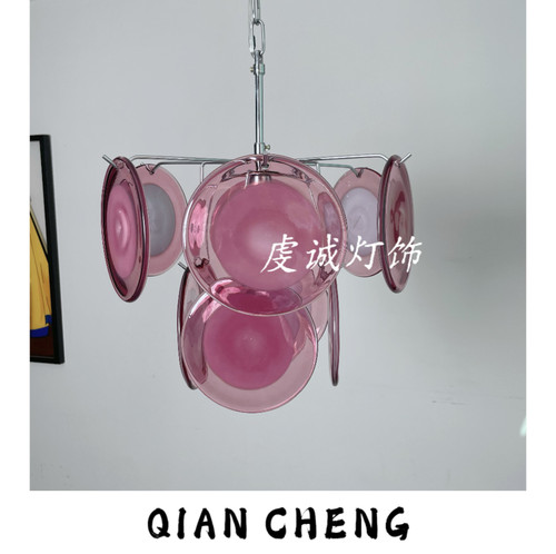 法式Murano穆拉诺中古风吊灯岛台吧台餐厅过道紫色红色玻璃吊灯