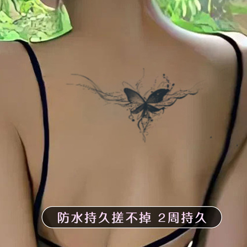 性感蝴蝶纹身贴不反光半永久
