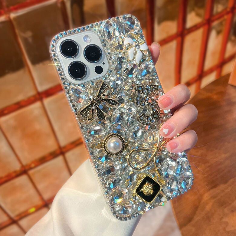 适用iPhone15苹果14ProMax满钻手机壳11/12女XR奢华水钻13全包8防