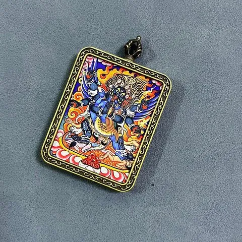 纪念品大黑天吊坠配饰纯手绘佛牌西藏非景区寺院唐卡唐卡