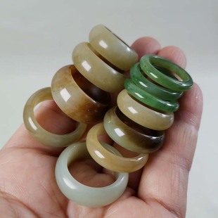 21年老店和田玉指环扳指戒指戒圈羊脂玉烟紫且末蓝糖玉天然正品