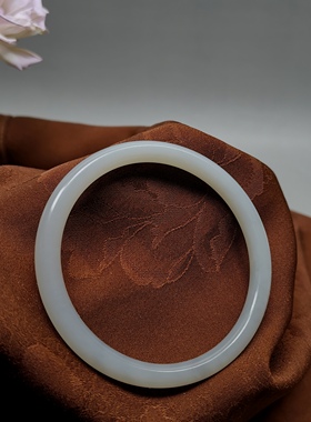 21年老店天然和田玉手镯54mm圈口女款细条烟紫叮当玉镯子编号5402