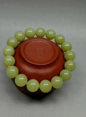 天然和田玉手链12mm圆珠手串