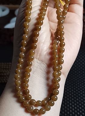 21年老店和田玉糖玉项链6mm玉珠多圈手链