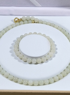 天然和田玉项链手串8mm妈妈链