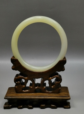 22年老店天然和田玉手镯57mm圈口女款雕刻玉镯编号5708