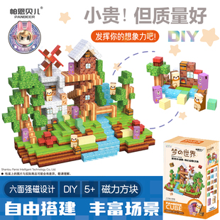 6岁小孩礼物 世界立体磁力方块积木拼搭小场景3 帕恩贝儿新品 梦