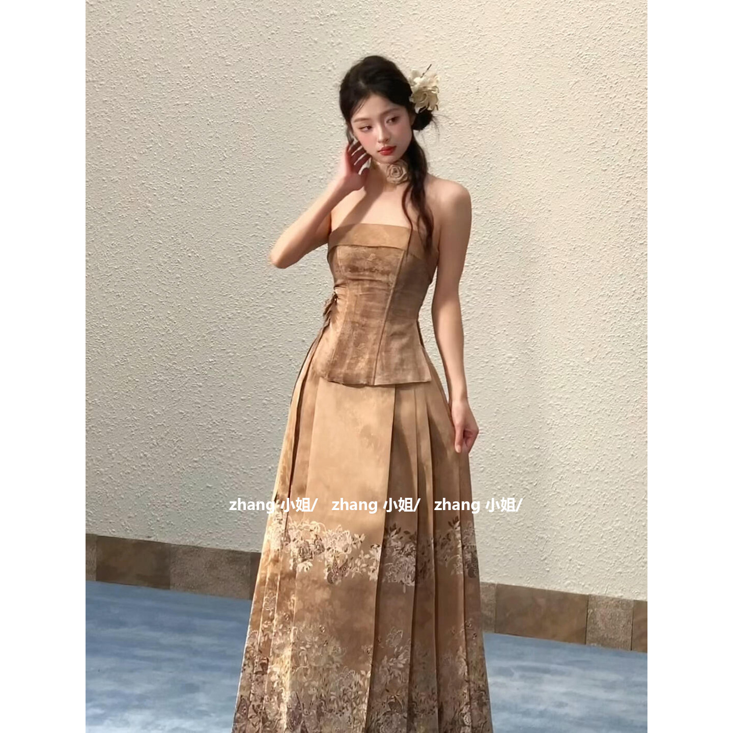 【送运费险】新中式国风棕色套装