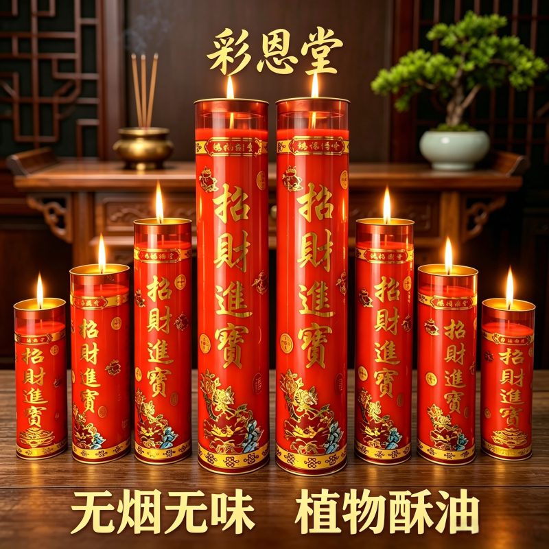 彩恩堂招财进宝酥油斗烛家用无烟供佛长明灯佛前供奉财神灯酥油灯