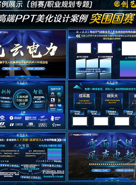 高端PPT模板蓝色科技风设计元素VIP素材NE高质量美化设计素材优质