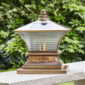 全铜新中式 太阳能柱头灯高级户外防水庭院围墙院墙别墅大门柱子灯