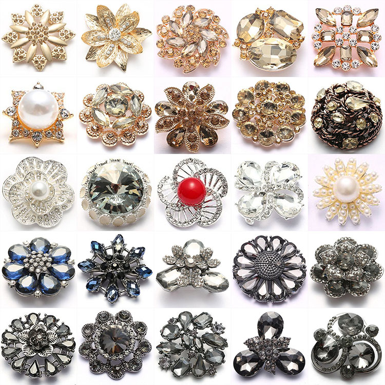 高档貂皮花瓣水钻钻扣皮草纽扣羊绒大衣裘皮纽扣领口装饰扣子