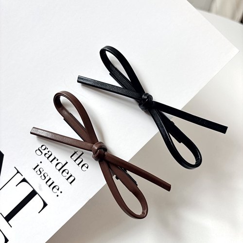 耐看百搭皮质蝴蝶结发夹侧边夹