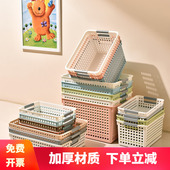 篮子收纳筐塑料长方形盒桌面小幼儿园玩具框零食镂空杂物收纳篮