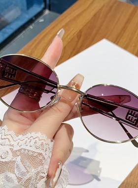 新款M家金属椭圆高级时尚太阳镜跨境欧美ins网红墨镜太阳眼镜女