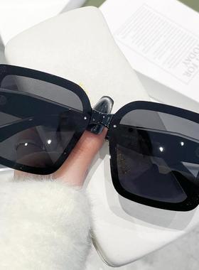 复古风切边大框墨镜显瘦高级感侧边闪粉欧美风太阳镜时尚街拍5505