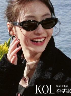 复古猫眼墨镜女高级感Jennie窄框眼镜2025新款潮防紫外线gm太阳镜
