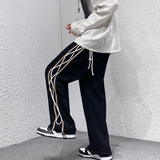 2023春装松紧腰反光条港风卫裤美式阔腿冰丝垂感休闲裤KK04-P45，男装休闲裤，星座101A-1