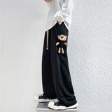 2023春季四季款小熊加绒卫裤KK11普通P35-加绒P40，男装休闲裤，星座101A-1