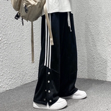 2023春季四季款条纹加绒卫裤KK03普通P45加绒P50，男装休闲裤，星座101A-1