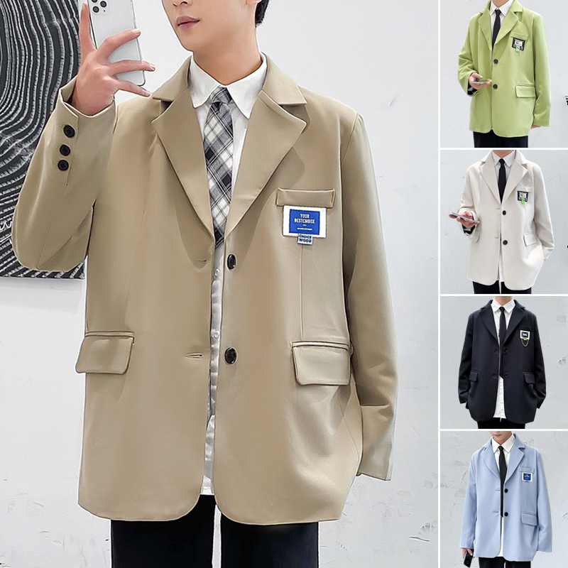 2023春小西装男士日系港风宽松潮帅气西服外套休闲上衣 XZ02 P95图片