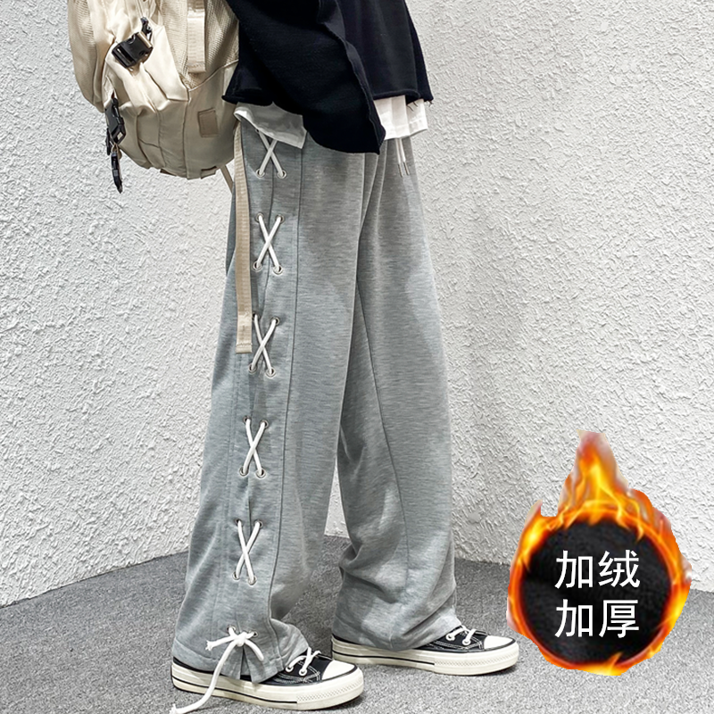 2023春夏装松紧腰港风卫裤男垂感休闲裤裤KK08普通P35加绒40，男装休闲裤，星座101A-1
