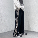 2023春装松紧腰反光条港风卫裤美式阔腿冰丝垂感休闲裤KK04-P45，男装休闲裤，星座101A-1