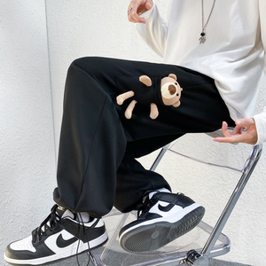 2023春季 四季款小熊加绒卫裤 KK11普通P35-加绒P40,男装休闲裤,星座101A-1