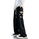 2023春季四季款小熊加绒卫裤KK11普通P35-加绒P40，男装休闲裤，星座101A-1