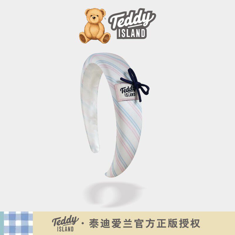 正版泰迪爱兰teddy格纹儿童发箍甜美可爱高颅顶头箍蝴蝶结丸子头