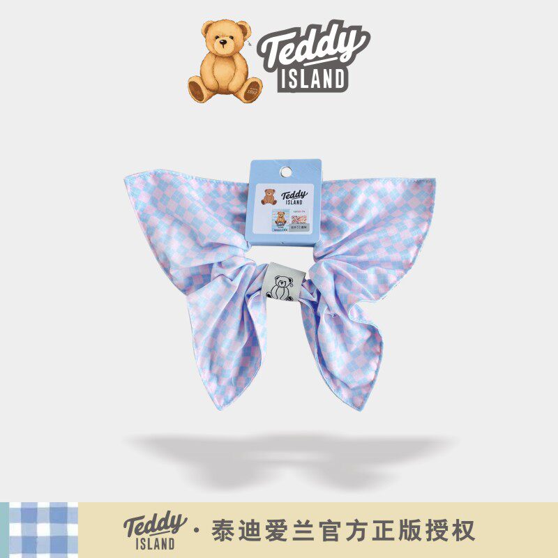 正版泰迪爱兰teddy儿童蝴蝶结方巾发绳扎马尾大肠发圈小女孩头饰
