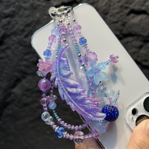 梦幻羽毛双层水晶高级感手机链