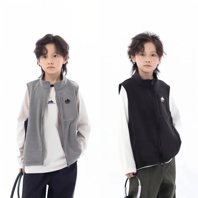 户外立领细条纹加绒无袖马甲