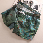 日系复古印花青年男士 潮款 沙滩裤 运动休闲五分裤 夏季 游泳裤 时尚