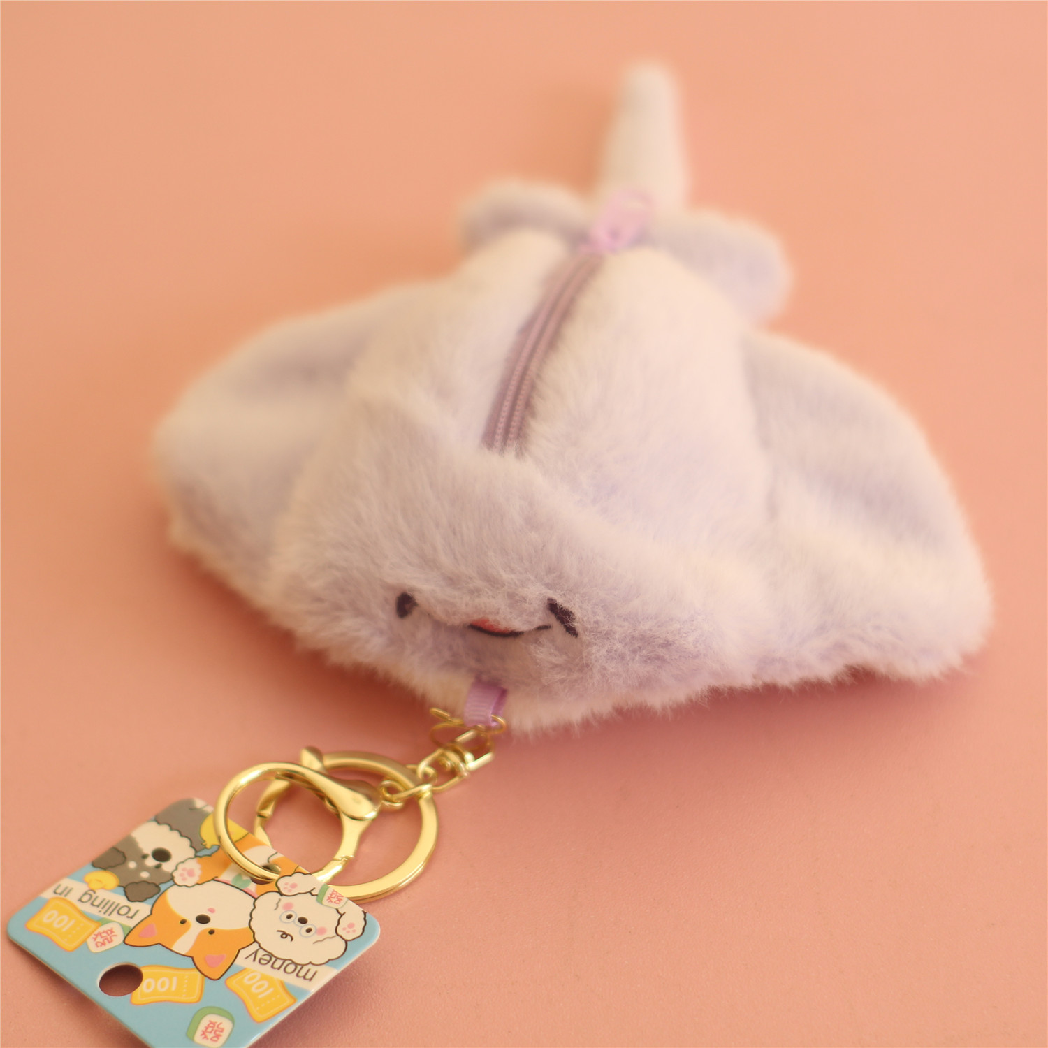 卡通魔鬼鱼海豹零钱包毛绒小挂件