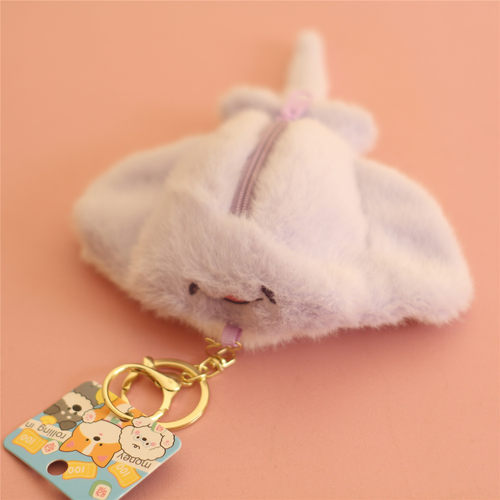 卡通魔鬼鱼海豹零钱包毛绒小挂件