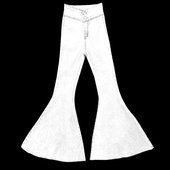 弹力提臀毛边长裤 复古高腰修身 女2024春新款 白色大喇叭牛仔裤