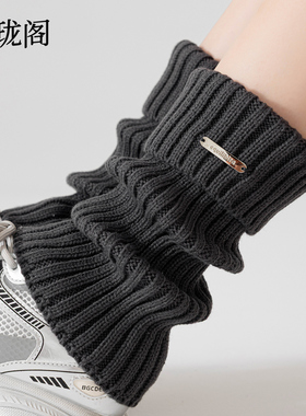 灰色金属标袜套女堆堆袜秋冬季加厚保暖腿套小腿袜配鲨鱼裤雪地靴