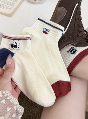 可爱白色袜子女夏薄款纯棉短袜子ins潮韩系韩国无骨低帮吸汗透气